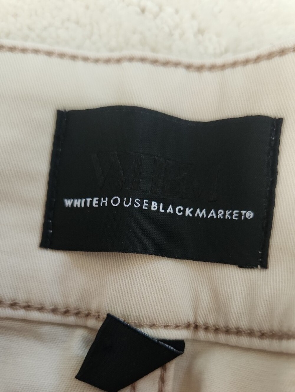 White House Black Market Cream Wide-Rib Waist Pants - Picture 2 of 3